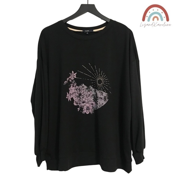 New! Angels Mountains Floral Sun Crewneck Sweatshirt Top - Picture 1 of 8